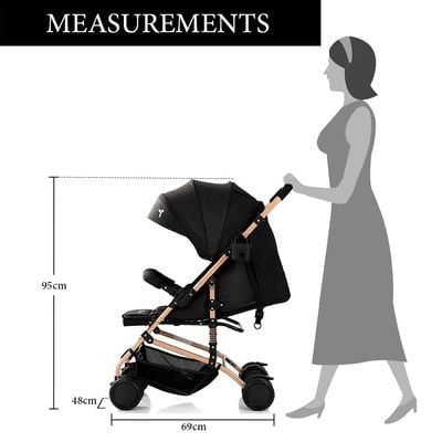 Teknum Reversible Trip Stroller w / Ace Diaper Bag - Black